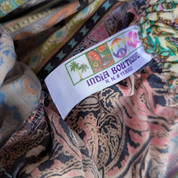 India Boutique Colorful Patchwork Lightweight Flowy Maxi Skirt Free Size - Picture 7 of 9